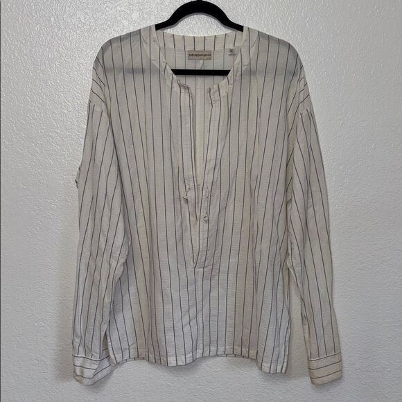 Emporio Armani Tops - Vintage Y2K Emporio Armani White and Blue Striped boho ethnic Shirt XL